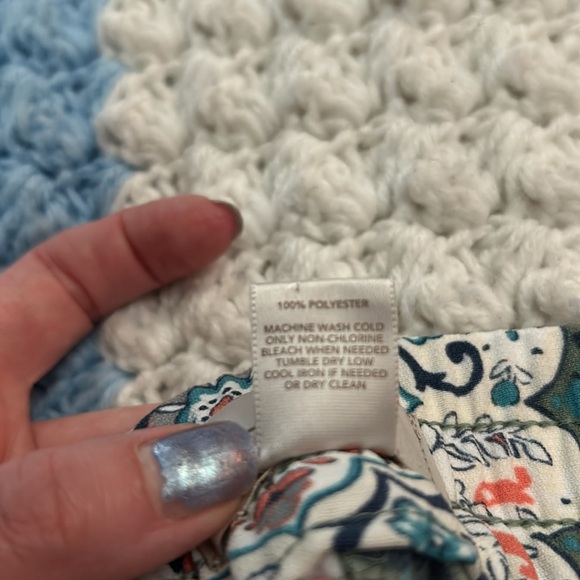 LOFT Green Floral Drawstring Pants - Size M - Picture 6 of 6